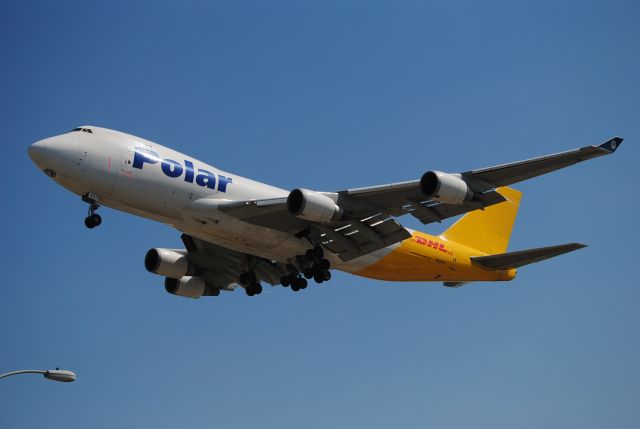 Boeing 747-400 (N451PA) - Polar/DHL 744ERF arrives @ LAX in mid-day sun.