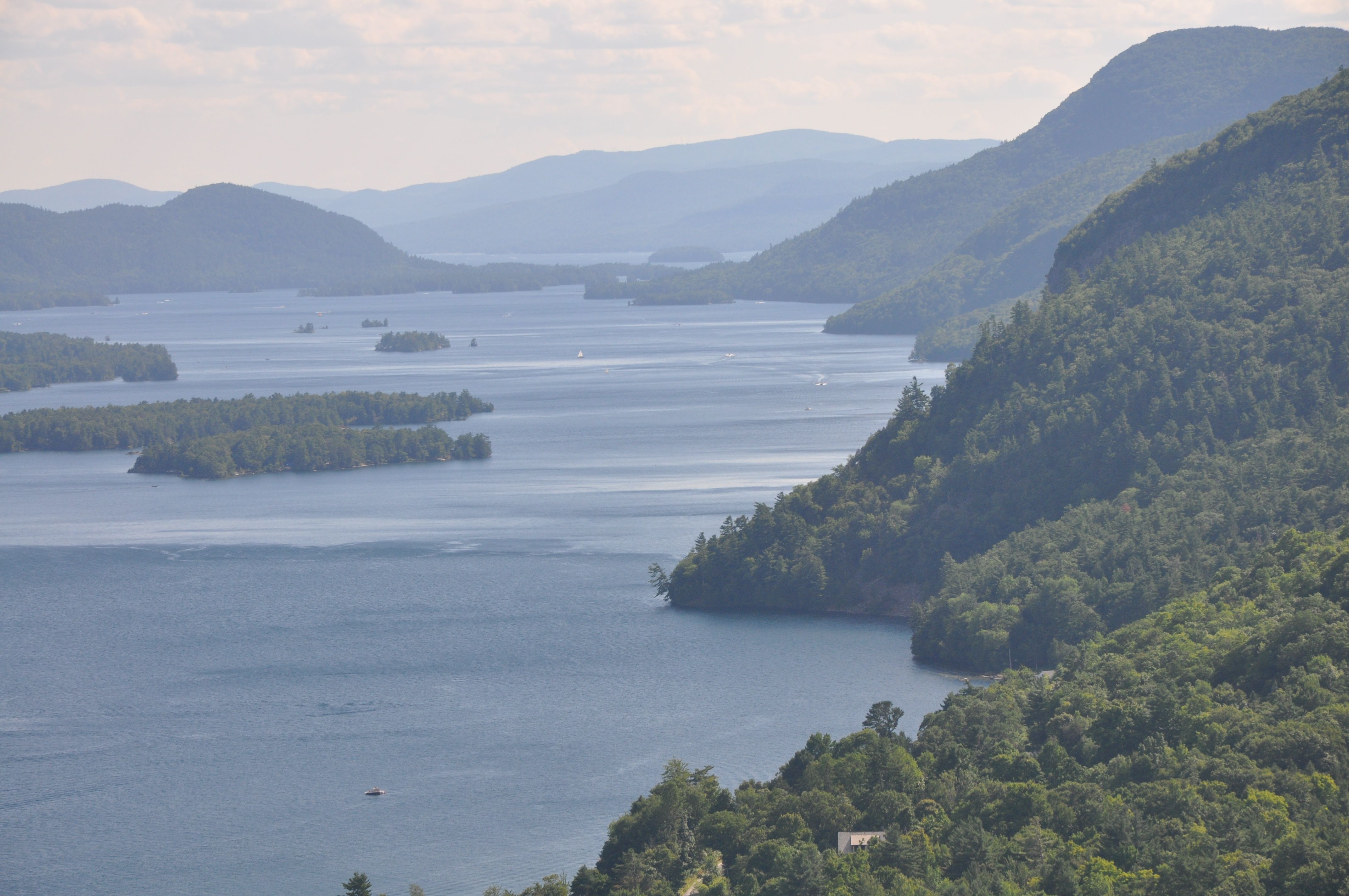 Cessna Skylane (N226SM) - Extended downwind Rnwy 02, 4B6, Ticonderoga Goat Trail, over Lake George in the Adirondacks.  I soloed here many moons ago.  A rough place to beat!