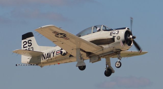 North American Trojan (N653DB) - A North American T-28C Trojan departing Wittman Regional Airport, Oshkosh, WI, via Runway 9 during Airventure 2017 - July 27, 2017.