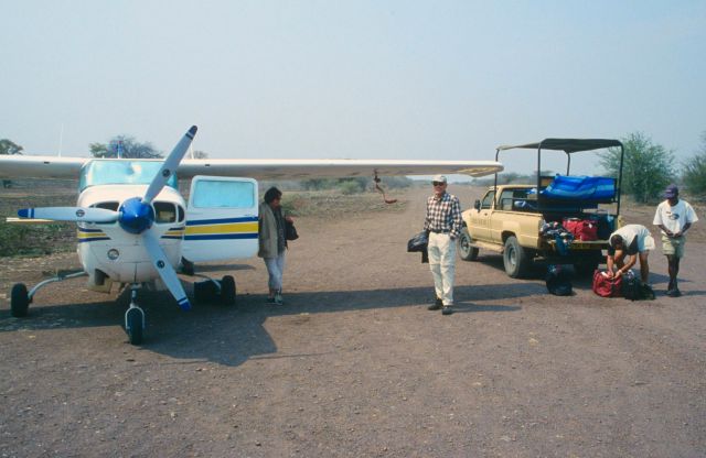 Cessna Centurion (ZS-AVB) - At Impalila Island on the Caprivi Strip. Namibia.