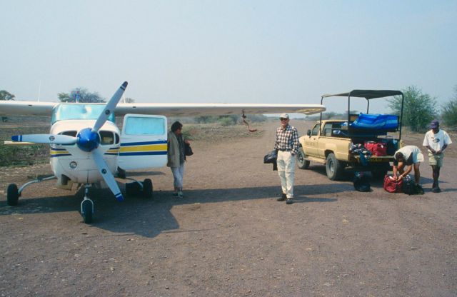 Cessna Centurion (ZS-AVB) - At Impalila Island on the Caprivi Strip. Namibia.