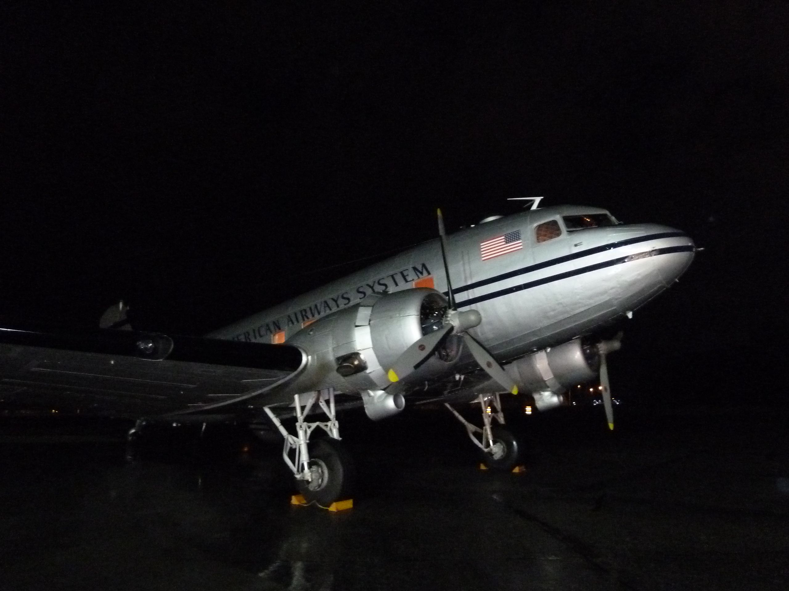 Douglas DC-3 (N877MG) - Historic Flight Foundations DC-3. Arrived at HF on Thursday, 11/8/12. A new hanger will be built to house this beautiful plane in the near future.