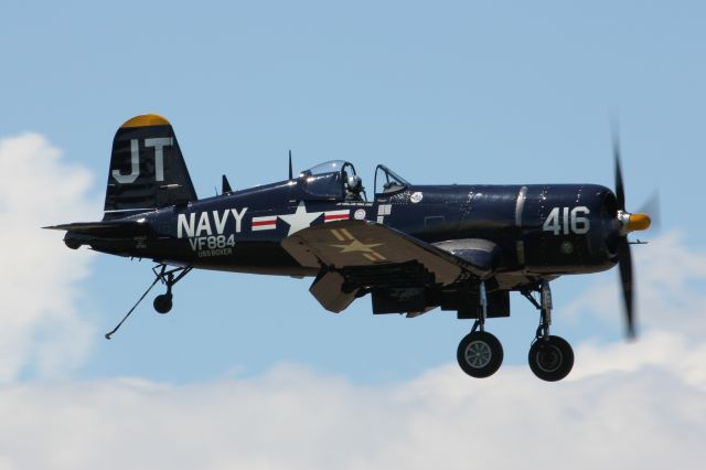 VOUGHT-SIKORSKY V-166 Corsair (N713JT) - Jim Tobul piloting Korean War Hero, a 1945 Chance Vought F4U-4 Corsair, at The Greatest Show on Turf in Geneseo, New York. 9 July 2016