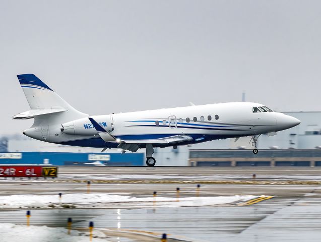 Dassault Falcon 2000 (N275SW) - A Falcon 2000, recently acquired by Sherwin Williams with a smooth touch down on RWY 24R on Groundhog’s Day 2025.
