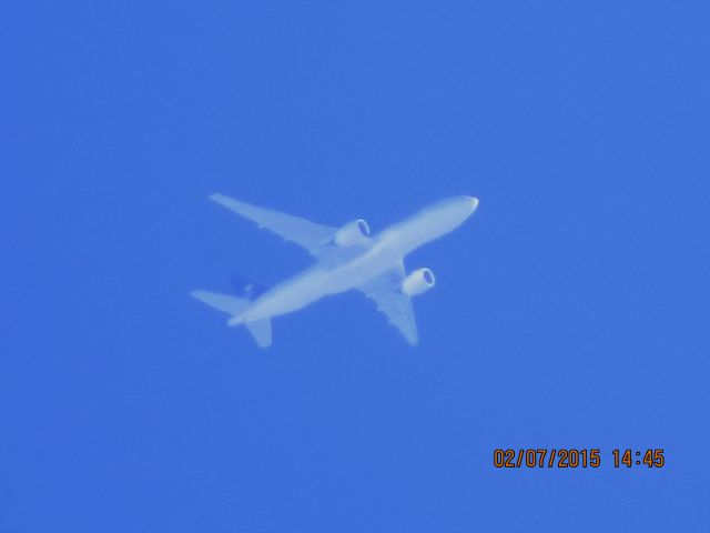 Boeing 777-200 (HZ-AKF) - Saudi Arabian Airlines flight 7020 from JFK to LAX over Southeastern Kansas at 36,000 feet.