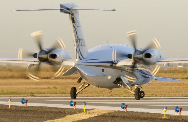 Piaggio P.180 Avanti (N172SL) - Piaggio P.180 departing runway three-zero at Merced Regional Airport (KMCE)