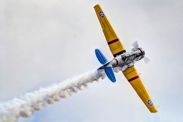 N777AP — - An SNJ owned by Joe Fagundes does a pitch up for landing at an Auburn, Alabama fly-in.