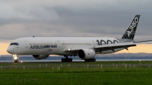 Airbus A350-1000 (F-WLXV) - The A350-1000 demonstrator rolling down 05R at the end of an evening.