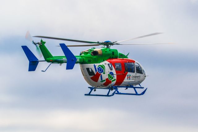 KAWASAKI EC-145 (N445CH) - This is a photo of the Atlanta's children's hospital helicopter departing Atlanta's PDK executive airport after a quick refueling stop. I shot this with a Canon 100-400 IS II lens. The camera and lens settings were 135mm, 1/320 shutter, F11 ISO 160. I really appreciate POSITIVE VOTES & POSITIVE COMMENTS. Please check out my other aircraft photography. Questions about this photo can be sent to Info@FlewShots.com