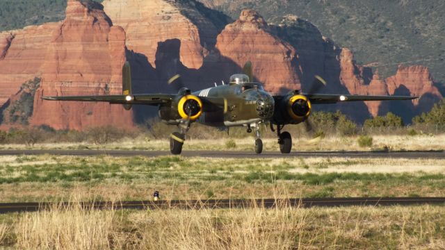 — — - This is the Executive Sweet, B-25J owned by the American Aeronautical Foundation: a rel=nofollow href=http://www.aafgroup.org/http://www.aafgroup.org//a This aircraft was in Sedona on March 30 as part of a fly in at Deer Valley Airport in Phoenix. While in Sedona, they flew 6 trips with men and women of all ages as part of their fundraising efforts. Passengers included some WWII vets.