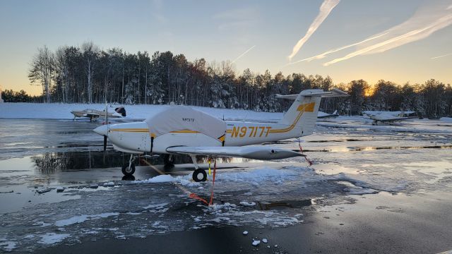 Piper Tomahawk (N9717T) - Tied down after arriving the day after 9" of snow. 2W6 airport management kicks butt to clear all the sure l air-side surface movement areas!