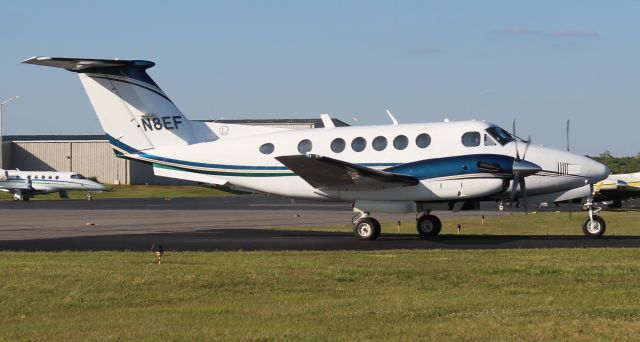 Beechcraft Super King Air 200 (N8EF) - A 1980 model Beechcraft B200 Super King Air taxiing at Boswell Field, Talladega Municipal Airport, AL, after the NASCAR GEICO 500 race at Talladega Super Speedway - afternoon, April 25, 2021.