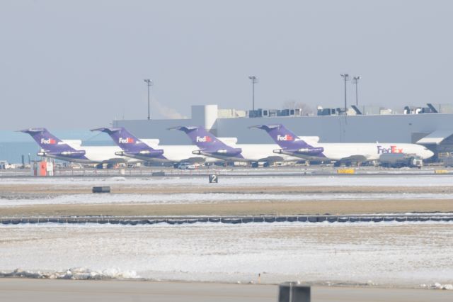 BOEING 727-200 — - A Four pack of FDX 727-200's lined up.
