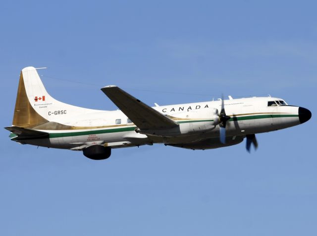 CONVAIR CV-580 (C-GRSC) - This old Convair 580 built in 1953 is owned by Environment Canada. It is operated by the Canadian Geodetic Reference System Committee, hence the registration C-GRSC. It is equipped with synthetic aperture radars (SAR), simultaneous C-band imaging and a variety of other sophisticated sensors. Mapping can be performed on either side of the aircraft at an altitude of 22,000 feet. It is primarily used in agriculture, forestry and ice thickness detection.