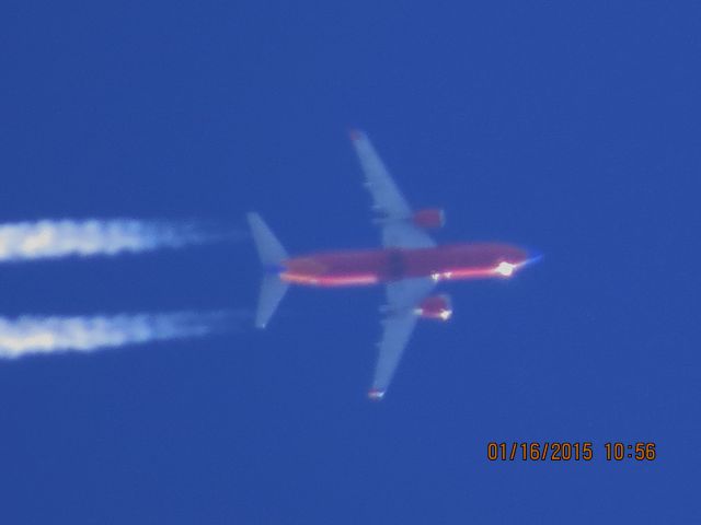 BOEING 737-300 (N645SW) - Southwest Airlines flight from STL to OKC over Southeastern Kansas at 34,000 feet.