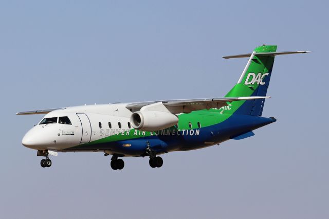 Fairchild Dornier 328JET (N394DC) - A Denver Air Connection (Key Lime Air), 328Jet, LYM5412, on short-final at Clovis Municipal Airport on 14 Nov 2020. The pilot made a great landing considering the winds were gusting to 40-50 mph all day.