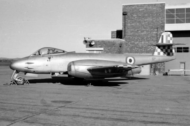 GLOSTER Meteor (A77874) - Gloster Meteor F8 A77-874 RAAF Wagga-Waggga/Forest Hill RSTT (YSWG)early 1960s.