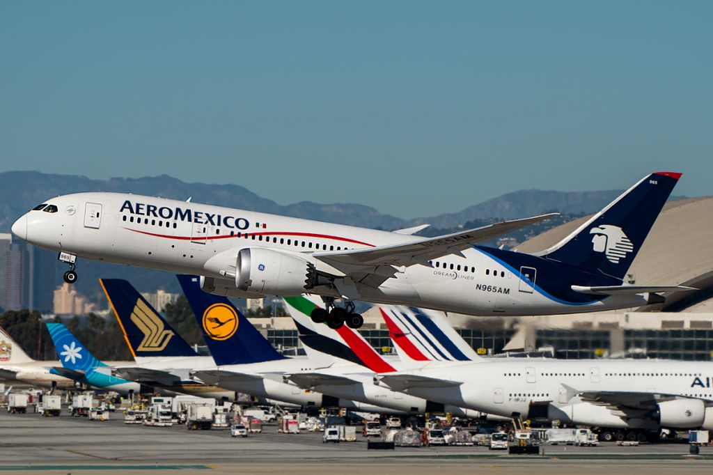 Boeing 787-8 (N965AM) - Rotating past TBIT with 4 A380s 1 A340-300 and 1 777-200LR behind full photo: a rel=nofollow href=http://www.jetphotos.net/photo/8138373http://www.jetphotos.net/photo/8138373/a