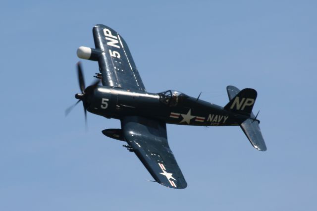 VOUGHT-SIKORSKY V-166 Corsair (NX45NL) - Memorial Day Flight of 5 F4U Corsairs. On Saturday, July 29 2010 the Corsair celebrated it 70th year anniversary of its First Flight. Vought was the priciple manufacturer of the Corsair. This aircraft, F4U-5NL was manufactured by Goodyear. Its primary mission was night interdiction.