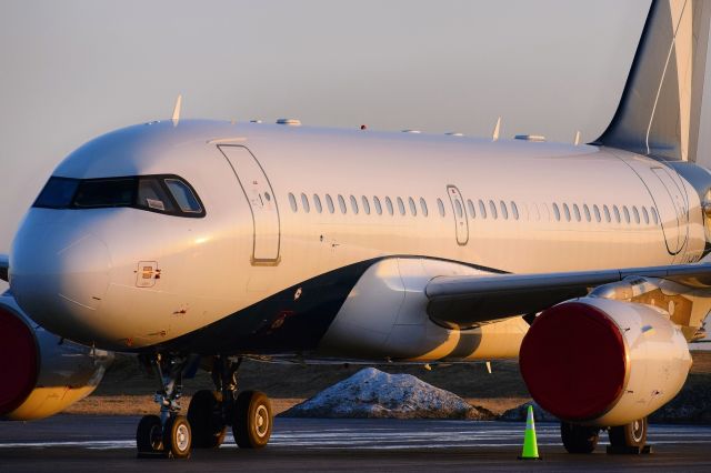 Airbus A319 (LX-MCO) - ACJ319 (A319-115CJ) operated by Global Jet Concept (Global Jet Luxembourg) parked on the TACAir FBO ramp at the Buffalo Niagara International Airport (KBUF/BUF)