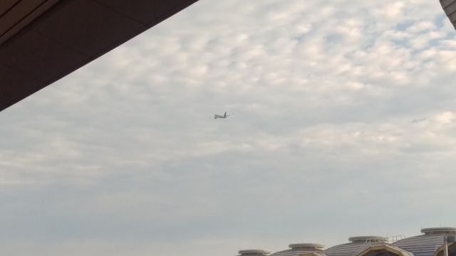 — — - My view from the Ronald Reagan Metro Station platform of Delta Airlines Flight 1907 after taking off. It was scheduled to depart at 8:15. This was updated to 8:26 on Sunday, September 4, 2016.