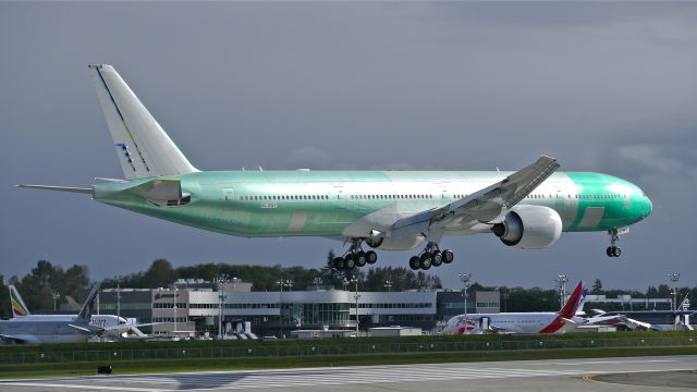 BOEING 777-300 (9V-SWY) - BOE294 on final to Rwy 16R to complete its maiden flight 10/21/14. (LN:1250 / cn 42238).