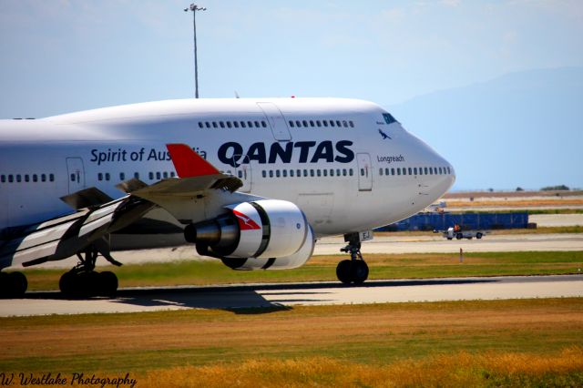 Boeing 747-400 (VH-OEJ) - Rare visitor to YVR