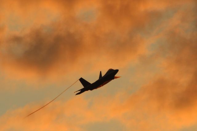 Lockheed F-22 Raptor (AFR8169) - Langley AFB First Fighter Wing, 27th Fighter Squadron,  F-22 Raptor Sunset Flight - Saturday Evening Oshkosh '23.