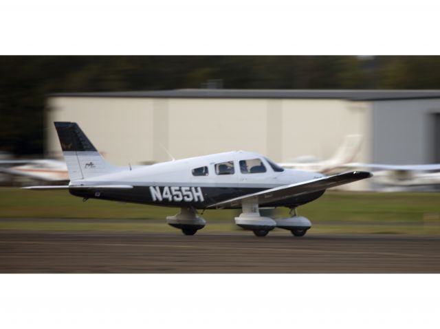 Piper Cherokee (N455H) - Take off runway 08 at Danbury CT.
