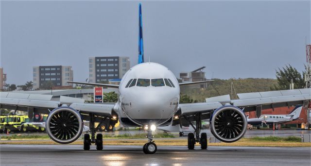 Airbus A321neo (N2038J) - Brand new JetBlue Airbus A321-271NX registration N2038J for the very first time to St Maarten seen back tracking the active for marking!