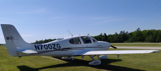 Cirrus SR-20 (N700ZG) - Parked at Mackinac Island Airport.