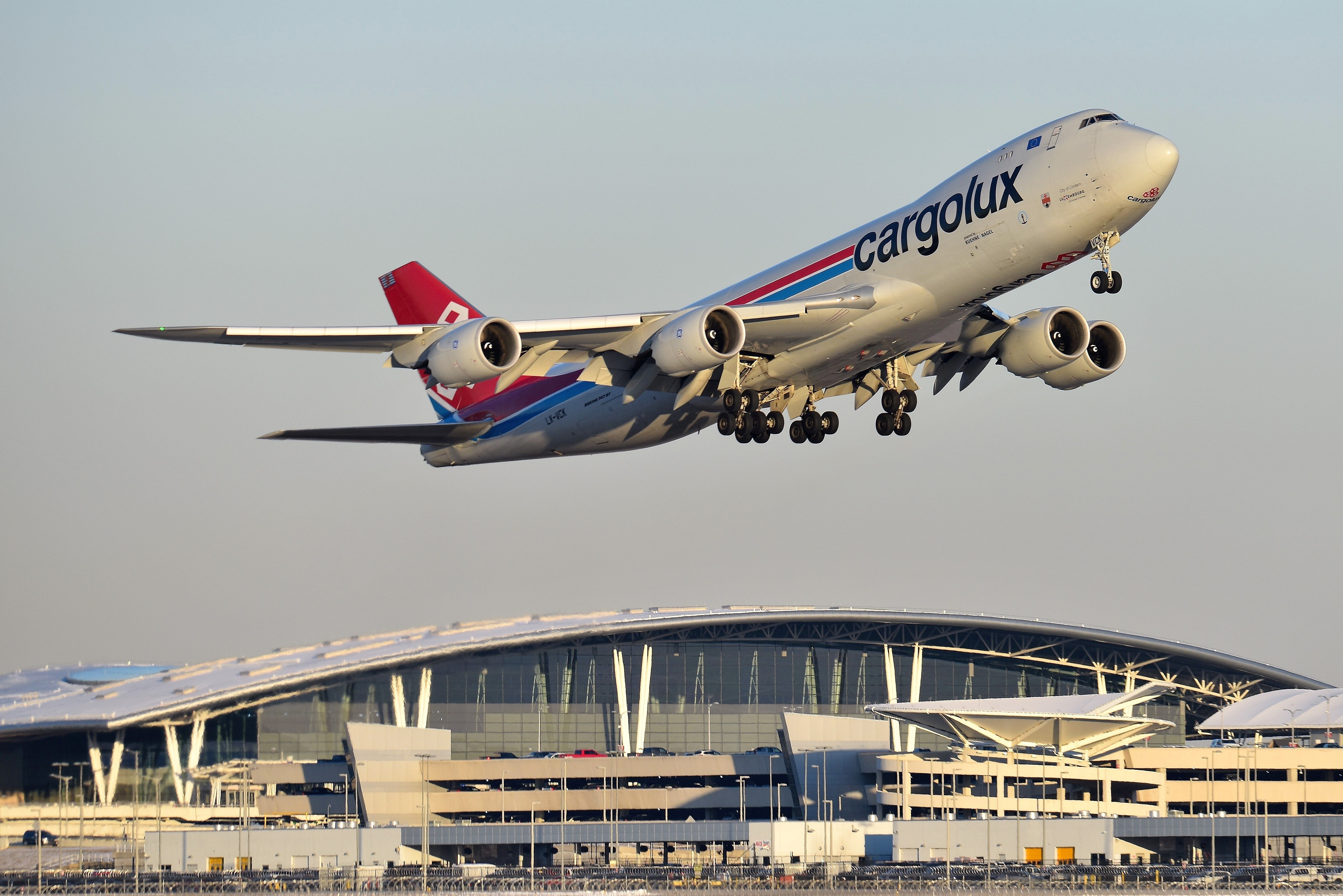 BOEING 747-8 (LX-VCK) - 23-R departure on 02-14-20 headed on up to Chi-town (ORD) Happy Valentines Day!