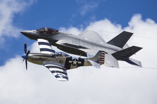 Lockheed F-35C — - The F-35A flies with the P-51 Mustang in the heritage flight. 