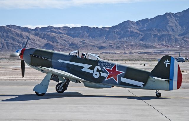 Embraer EMB-120 Brasilia (N130AM) - N130AM Private Yakovlev Yak-3UA (cn 170101)  Planes of Fames Museum Russian Yak Fighter in French Volunteer Paint Scheme  Las Vegas - Nellis AFB (LSV / KLSV) USA - Nevada, November 10, 2012 Photo: Tomas Del Coro