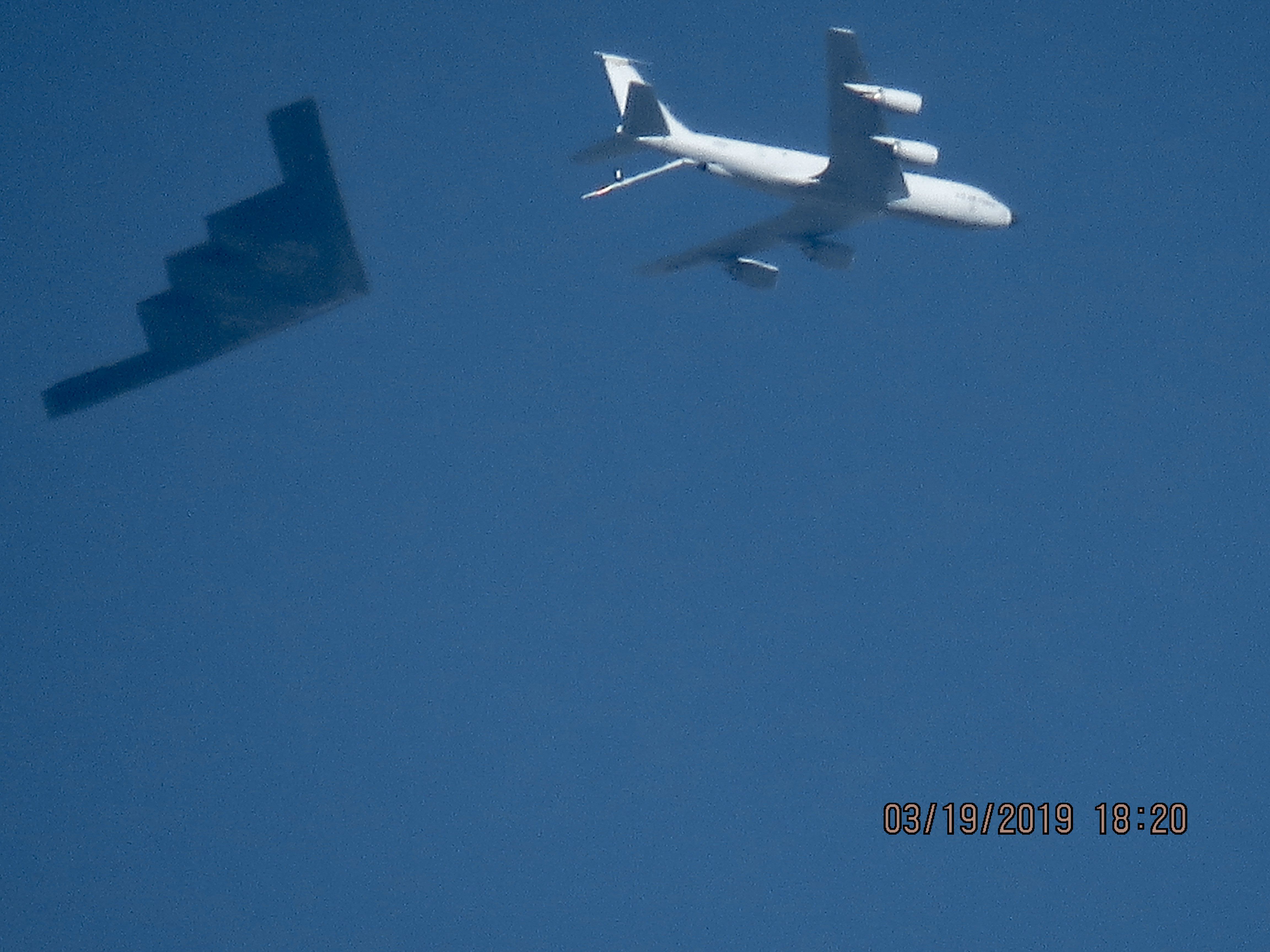 Northrop Spirit (93-1085) - 121st ARW  from the Ohio Air National Guard refueling a B2 Spirit 