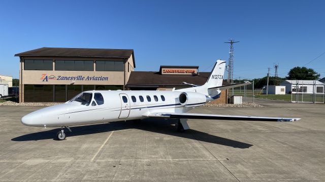 Cessna Citation II (N127ZA) - Freshly painted N127ZA sits on the ramp at home base in front of headquarters.