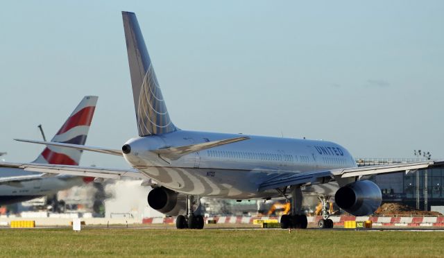 Boeing 757-200 — - Lining up on runway 027L at LHR.