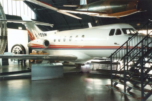 Hawker Siddeley HS-125-400 (5N-AMK) - Seen here in Sep-00 on display at the Science Museum, London UK wearing its original registration ‘G-ASSM’.