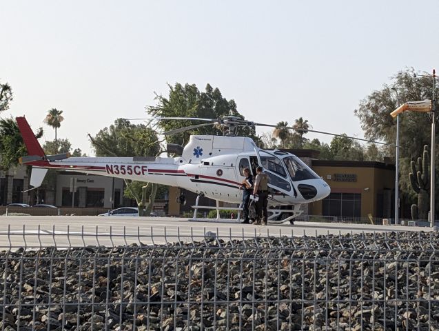 N355CF — - A fifth passenger required N355CF to do a fuel burn prior to pick up due to weight limits.  After dropping the patient and guest off at AZ76, N355CF proceeded to KIWA for refuel and back to Sacaton, AZ home base.