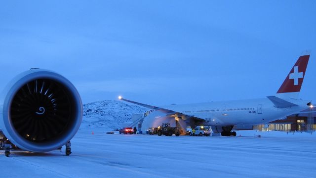 Boeing 777 — - Swiss LX40 awaiting the new GE90 engine install