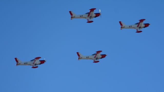 FAU614 — - Training flight of the Military School of Aeronautics - Uruguayan Air Force. The aircraft are Aermacchi T-260; but it was not possible to enter the complete model, only the turboprop version appears; These planes are piston powered.