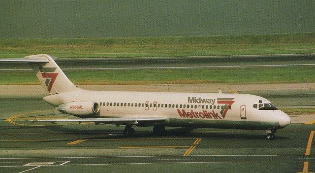 McDonnell Douglas DC-9-30 (N933ML) - scanned from postcardbr /midway metrolink