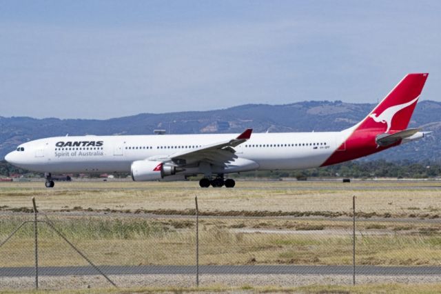 Airbus A330-300 (VH-QPF) - On the taxi-way heading for Terminal 1, after landing on runway 23, on arrival from Sydney, en-route to Singapore. Thursday 4th April 2013.