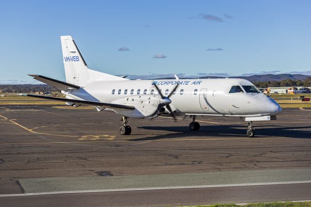 Saab 340 (VH-VEB) - Corporate Air (VH-VEB) Saab 340B taxiing at Canberra Airport.