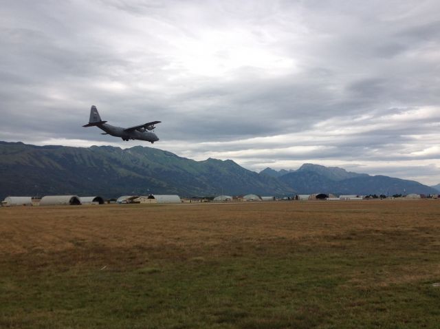 Lockheed C-130 Hercules — - C-130J, just before touchdown in Northern Italy.