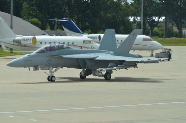 McDonnell Douglas FA-18 Hornet (16-8930) - F18- Taxing out for its validation flight for the Farnborough Air Show 2016