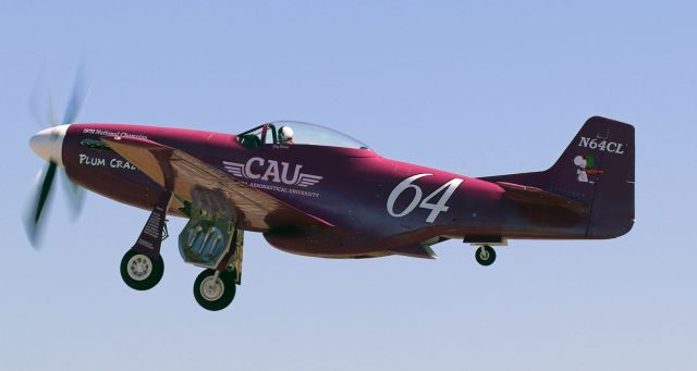 North American P-51 Mustang (N64CL) - North American P-51F Mustang N64CL "Plum Crazy" (ex 44-74423)br /..... previously N6517D, also N182XFbr /* The "CL" in the reg number stands for Clay Lacy, who owned this aircraft before Vicky Benzing who now flies it as seen here.
