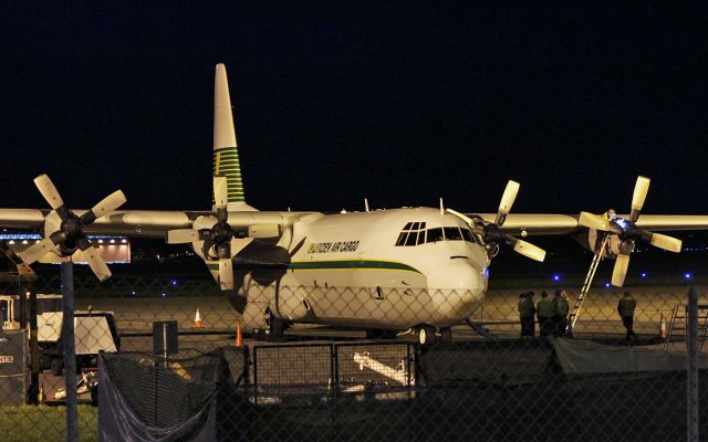 Lockheed C-130 Hercules (P4-LAE) - lynden air cargo l-100-30 p4-lae at shannon after arriving from iqaluit in canada 4/3/17.