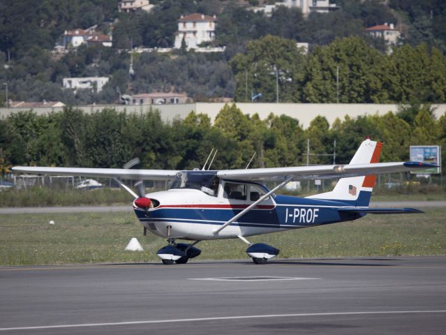 Cessna Skyhawk (I-PROF) - At Cannes, France. Note the 6-cylinder engine, 2 exhausts.