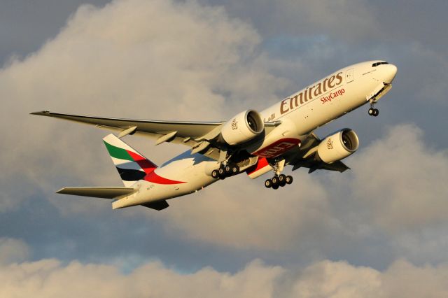 Boeing 777-200 (A6-EFL) - Emirates Cargo flight EK9242 is seen shortly after departing YPAD being operated by B777F1H A6-EFL on Tuesday September 20th 2016.